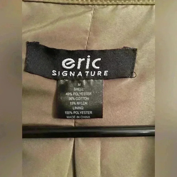 Eric Signature lined, army green, full zip jacket with sequined sleeves; size M - Picture 9 of 11